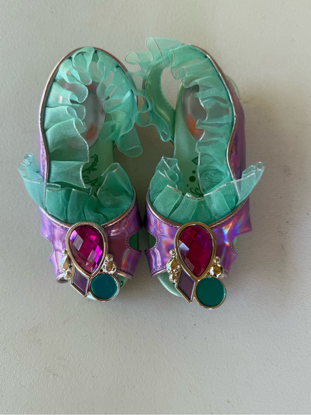 Disney Girls Teal Ruffled Jewel Dress Shoes
